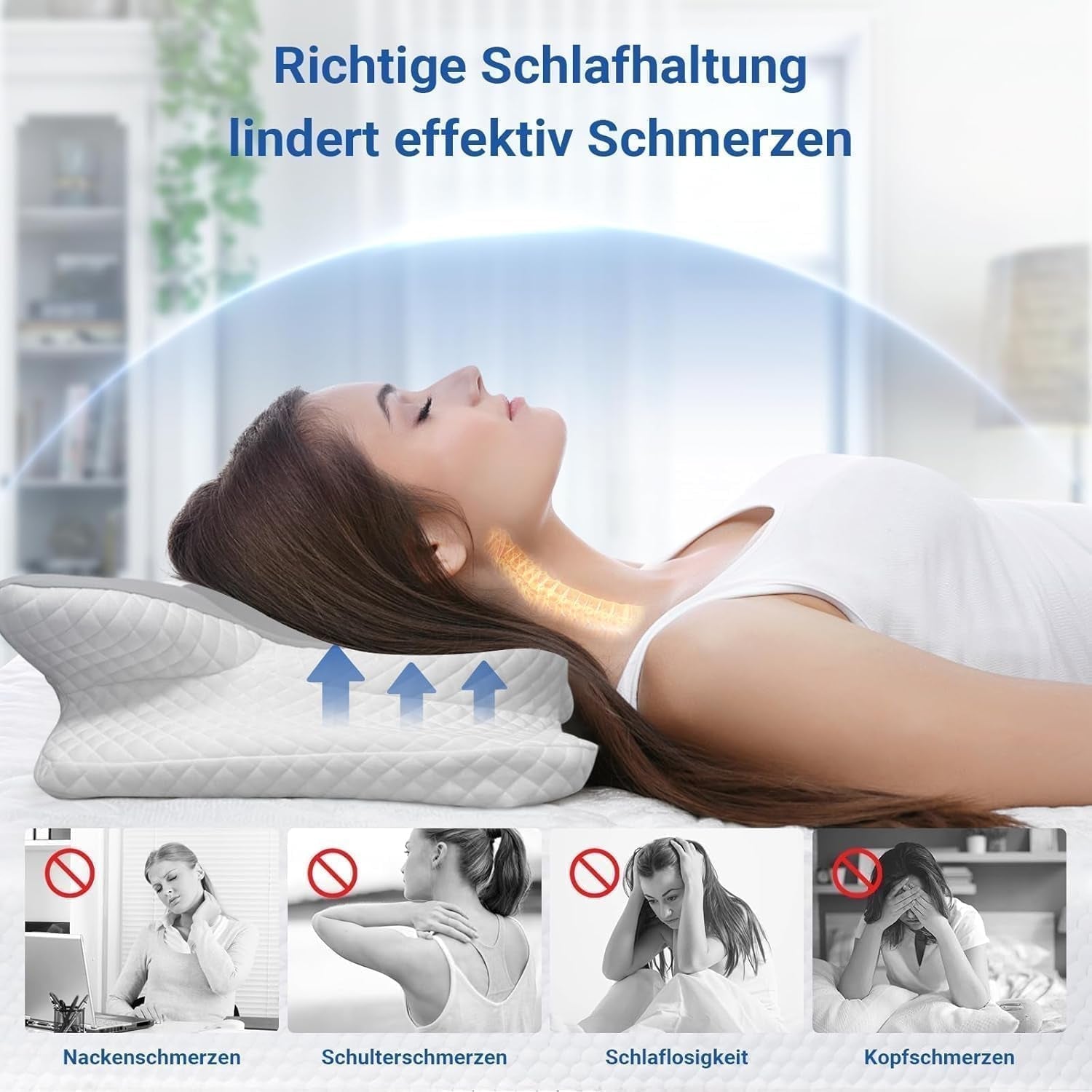 Hothands Cuscino Memory Foam Cuscino Ortopedico ergonomico Lato Schiena Cuscino per Sollievo dal Dolore Addominale Migliora la Qualità del Sonno 62X41X13/11Cm Cuscini Ortopedici Cervicali Naty Shop