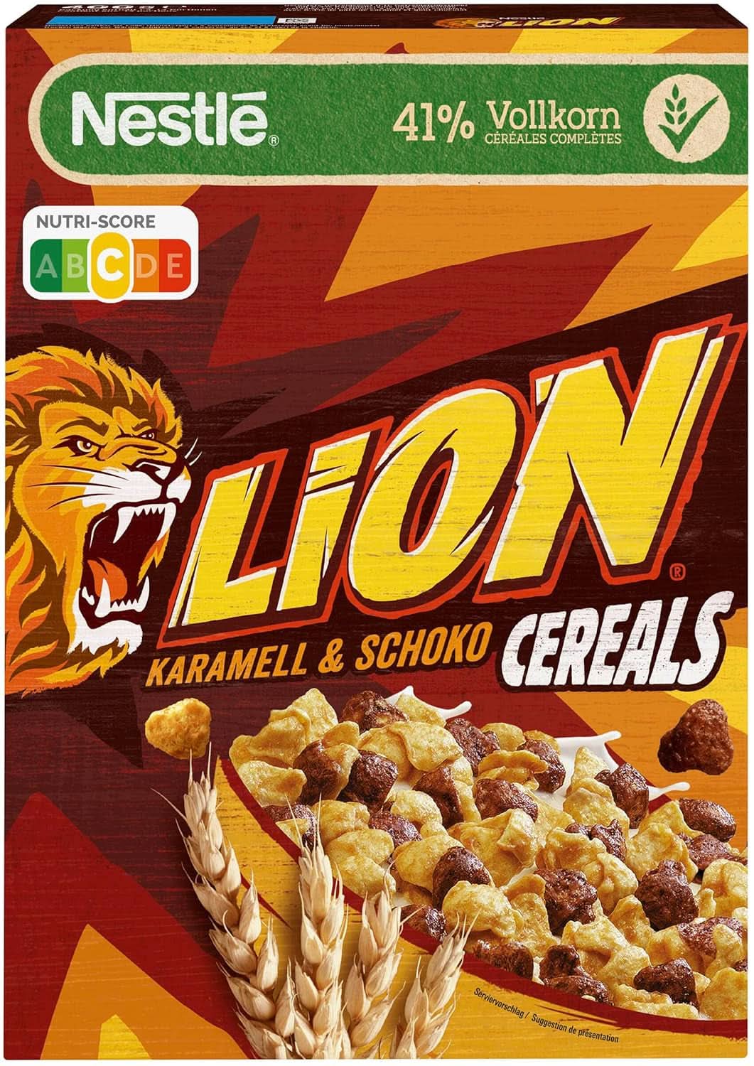 Cereal LION, Cioccolato ai cereali con caramello e farina integrale al 41%, confezione 8 x 400 grammi Cereal Naty Shop