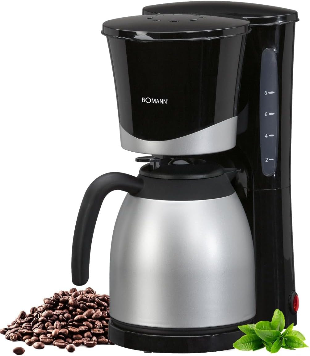 Caffettiera Bomann® con thermos | per 8-10 tazze di caffè | senza perdita di temperatura | caffettiera con filtro | 1 litro | Espresso | Caffettiera a filtro con thermos | KA168 nero