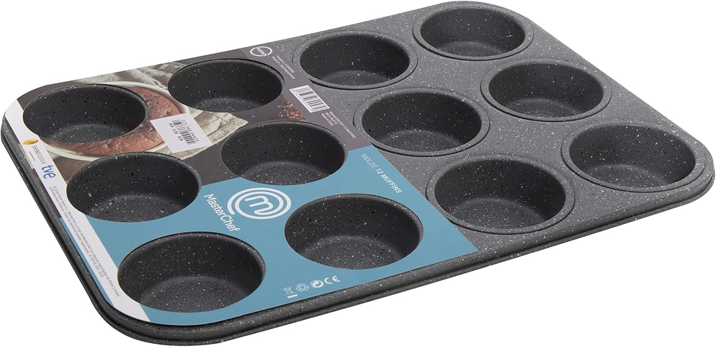 Masterchef MCA-MUF Muffinform Für 12 Cupcakes Muffinblech Aus Karbonstahl, Acciaio Inox, Stahl Stampi e teglie Naty Shop