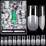Becellen 500 punte per unghie artificiali, punte per unghie in gel morbido, copertura completa, punte per unghie in gel, unghie artificiali pre-lucidate, set di colla per nail art fai da te (mandorle)