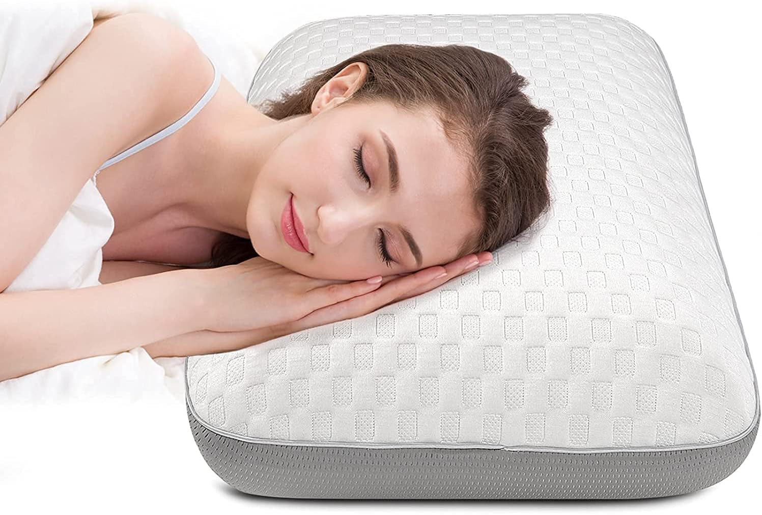 Fityou Cuscino in Memory Foam Cuscino di Supporto per il Collo Cuscino per Dormire ergonomico Cuscino rinfrescante Design a Doppia Faccia Fodera per Cuscino Lavabile (67.5X40X13Cm) Cuscini Ortopedici Cervicali Naty Shop Grigio Chiaro 67.5X40X13Cm
