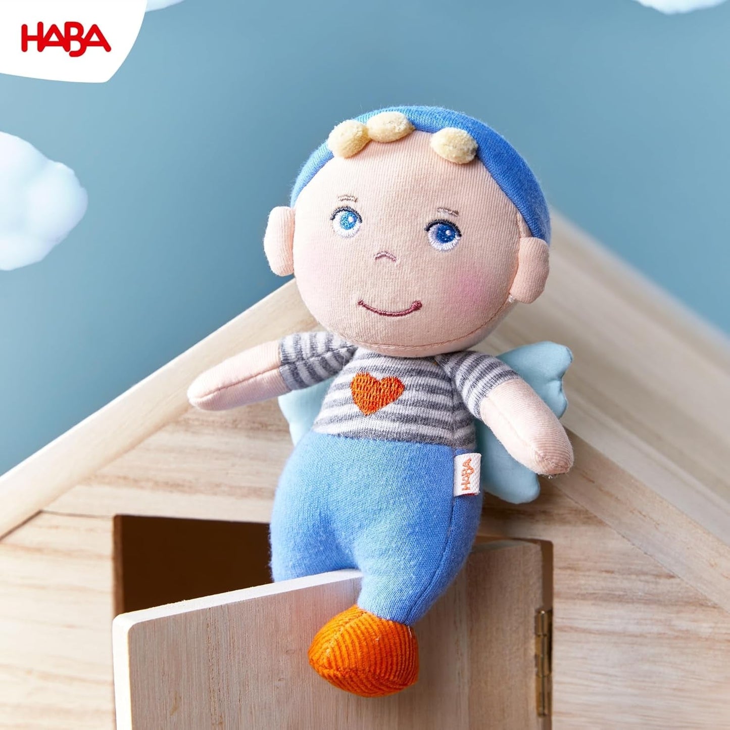 Tappetini HABA Guardian Angel - Simpatica bambola in tessuto (15 cm), regalo di benvenuto ideale per neonati e bambini piccoli - Lavabile a 30 °C - 2011869001