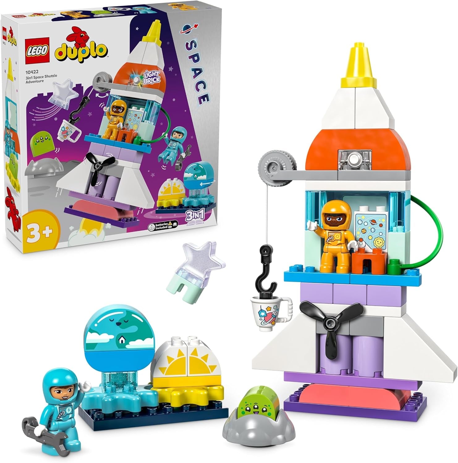 LEGO DUPLO Space Shuttle 3 in 1 Set Tante Avventure con Razzo Giocattolo per Bambini Scienza delle Costruzioni e Prime Abilità Motorie Regalo per Bambini di 3 Anni 10422 Set di Costruzioni Beuche den Titolo predefinito LEGO-Store