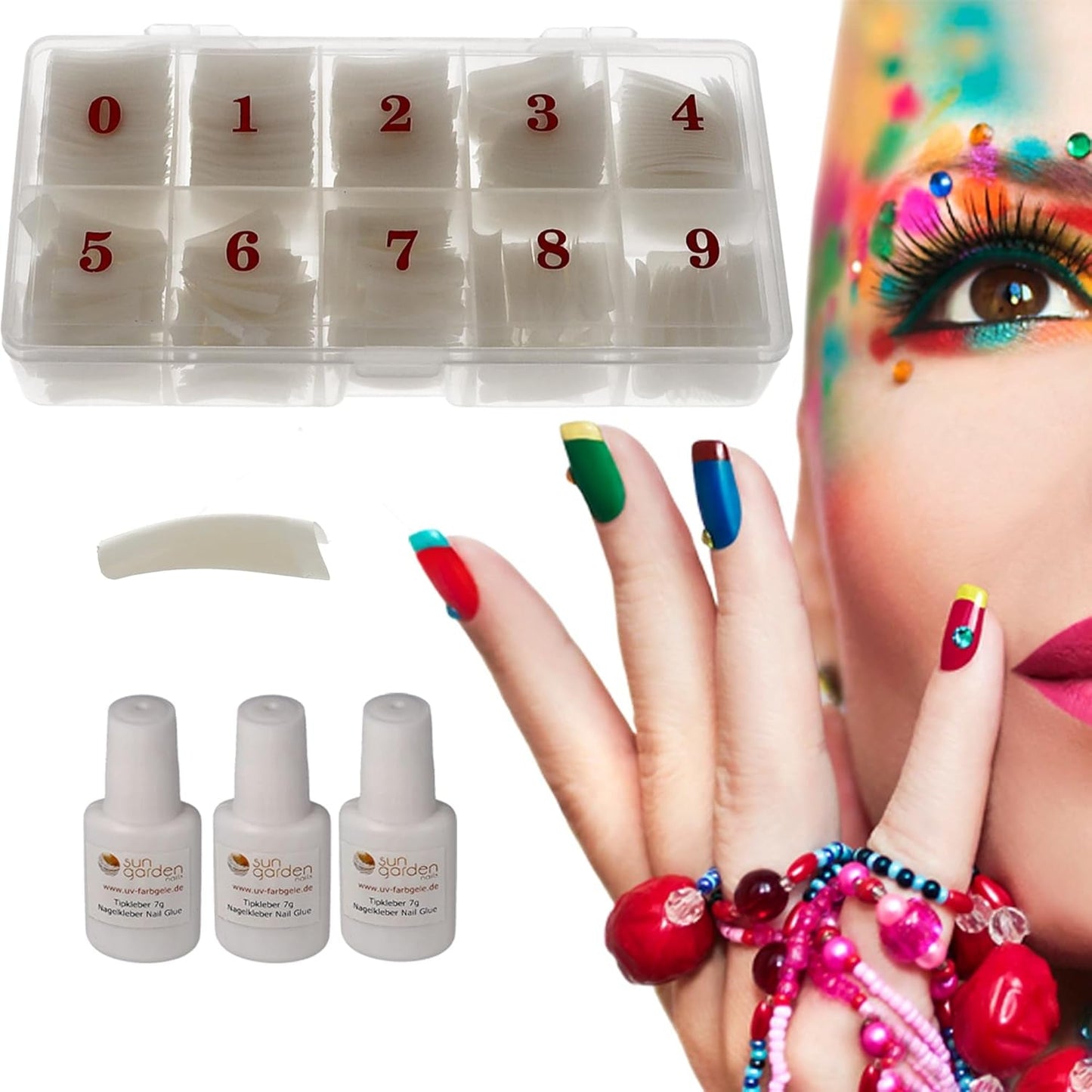 Sun Garden Nails Tipbox 500 punte incl. 3 Tips Colla Tips Nail Tips Colla - Unghie da modellare