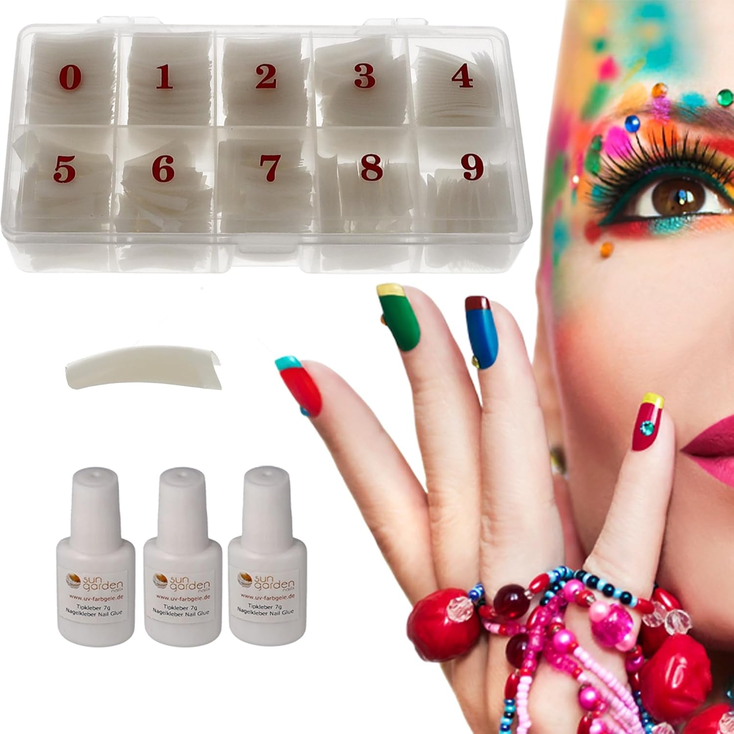 Sun Garden Nails Tipbox 500 punte incl. 3 Tips Colla Tips Nail Tips Colla - Unghie da modellare