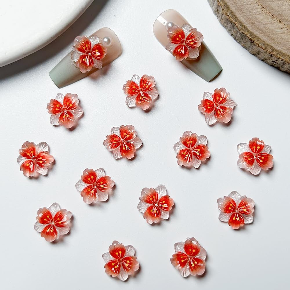 50 pezzi 3D Blume Nagel Charms Nägel Zubehör Nageldesign Glitzersteine ​​​​Nailart Strasssteine ​​​​Fiore Charms per unghie Fiore luminoso Nail Art Charms Bunte Blumen Deko Nagel Steinchen Fiori Strass per unghie