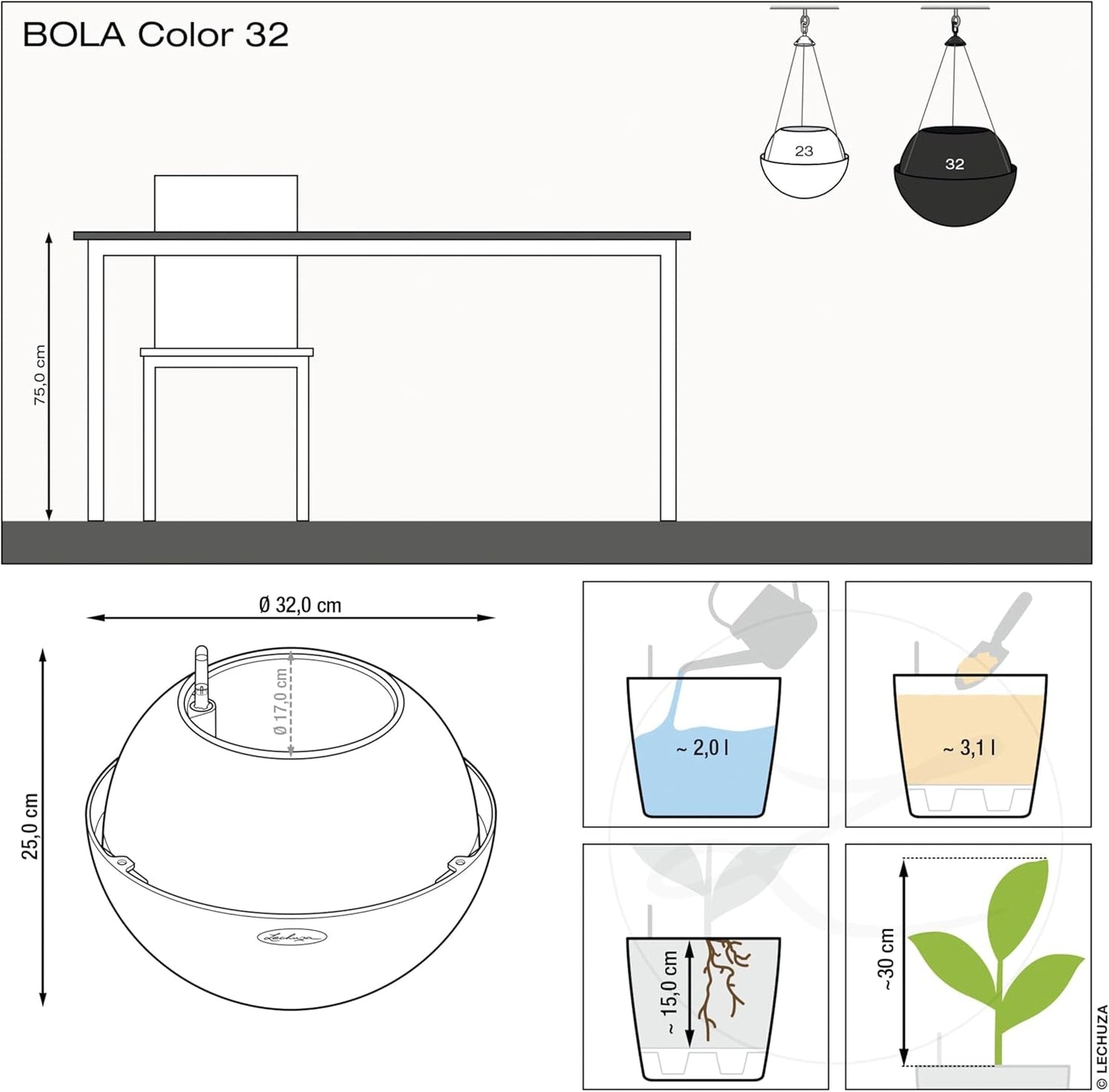 LECHUZA BOLA Colore 32 bianco 16850