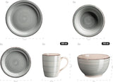MÄSER 931612 Bel Tempo II Servizio Piatti Vintage per 6, 30 Pezzi, Servizio Combinato in Ceramica Blu Dipinta a Mano, Gres, Smokey Blue