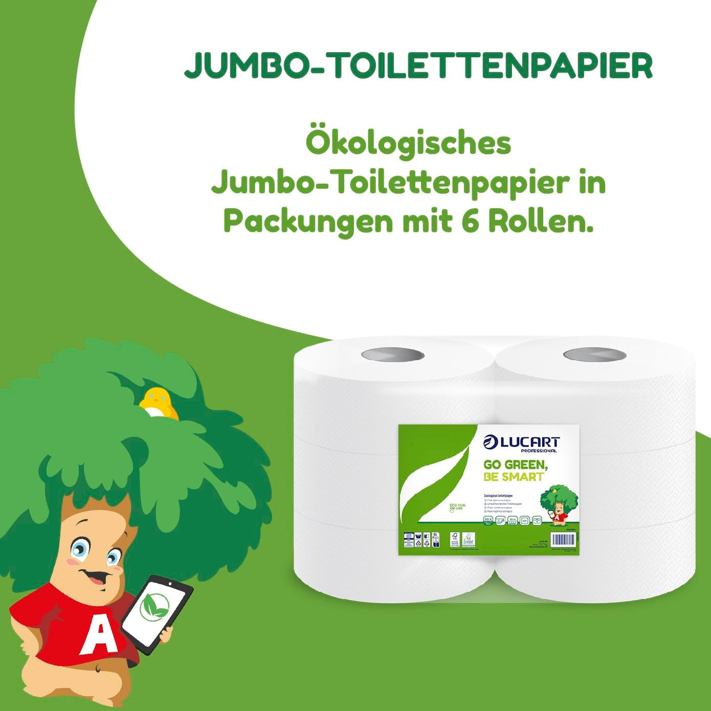 Rotoli di carta igienica Jumbo Eco, 2 veli, crema lavamani con formula detergente, idratante e levigante - Profumo floreale - 5 l, 6 pezzi (confezione da 1)
