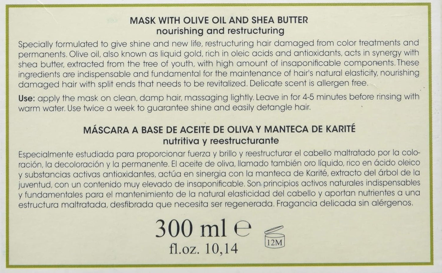 Maschera viso all'olio di oliva - 300 ml Maschera per capelli Naty Shop