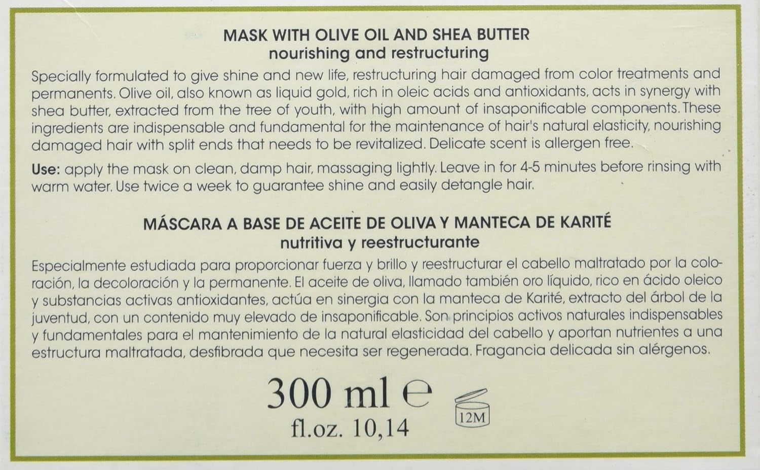 Maschera viso all'olio di oliva - 300 ml Maschera per capelli Naty Shop