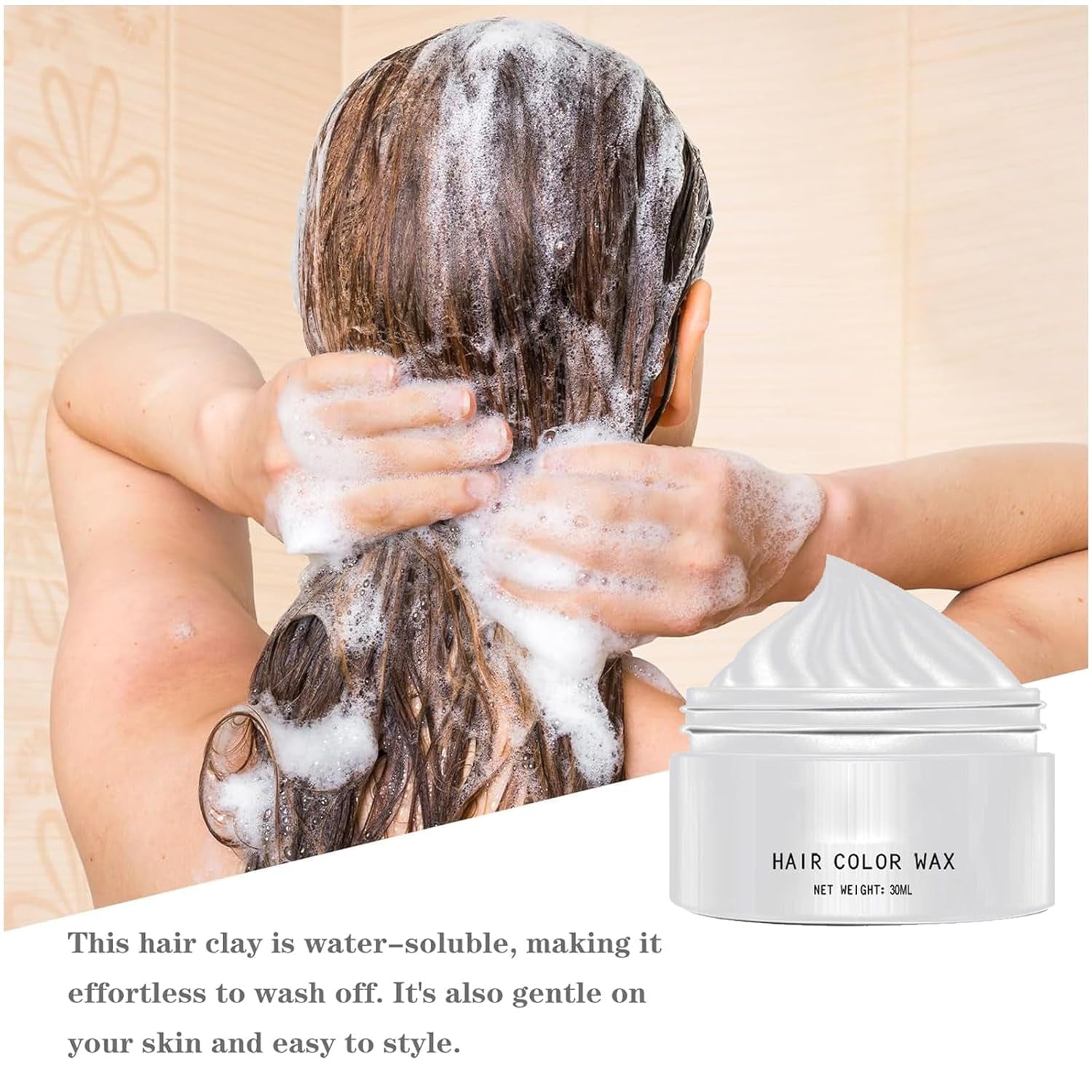 Tintura per capelli bianca naturale, Tintura per cera per capelli bianca, Tintura per capelli bianca naturale unisex, Tintura per capelli bianca, Cera per capelli per feste di Halloween Cosplay, Cera per tinture per capelli per feste, Tinture per capelli Naty Shop 30ML