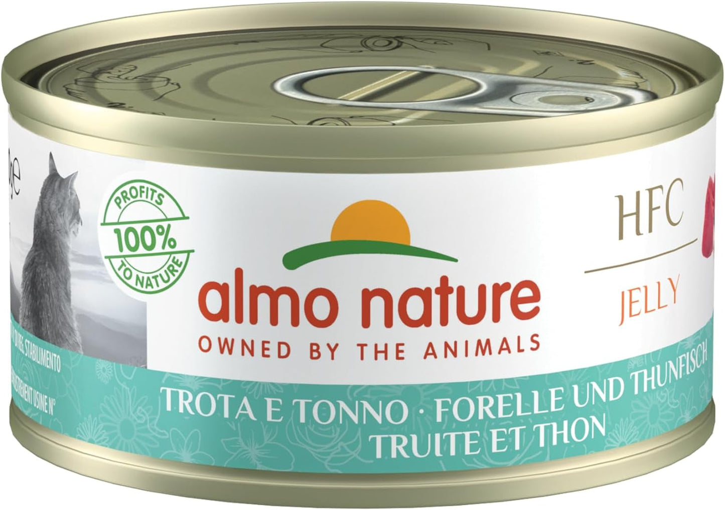 Almo Nature HFC Jelly - Alimento umido per gatti adulti - Trota e Tonno - Qualità Human, Senza Glutine - 6 x 70g