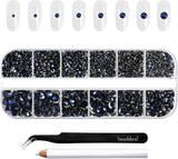 Beadsland 2500 pezzi di vetro per nail art strasssteine ​​​​Kristall Flatback Edelsteine ​​​​Runde, ​​für Handwerk Gemischt 8 Größen SS4 ~ SS30 con picking Pinzette e Stift (Kristall Weiss)