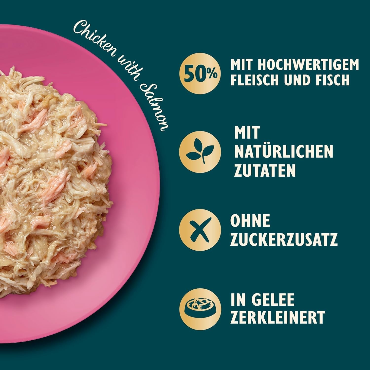 Lily's Kitchen Aus Naturichen Ingredient hermestellung Zerkleinerte Filets in Gelee mit Hühnchen und Lachs Ausgewachsen Nassfutter für Katzen 70 g Dose