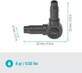 Raccordo a L per Gardena Micro-Drip 4,6 mm (3/16 pollici): per cambiare la direzione di distribuzione e le ali gocciolanti di 90 gradi, installazione senza pieghe, tecnologia di collegamento semplice e flessibile (13212-20)