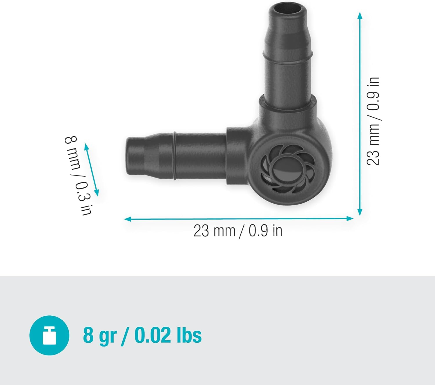 Raccordo a L per Gardena Micro-Drip 4,6 mm (3/16 pollici): per cambiare la direzione di distribuzione e le ali gocciolanti di 90 gradi, installazione senza pieghe, tecnologia di collegamento semplice e flessibile (13212-20)