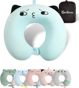 Cuscino per il collo, Cuscino per il collo per bambini per aereo, auto, viaggio in treno, Cuscino da viaggio in memory foam per adulti, Cuscino a forma di U con motivo animale carino, Fodera staccabile (Rosa2) Naty Shop Cuscini ortopedici cervicali Blu2