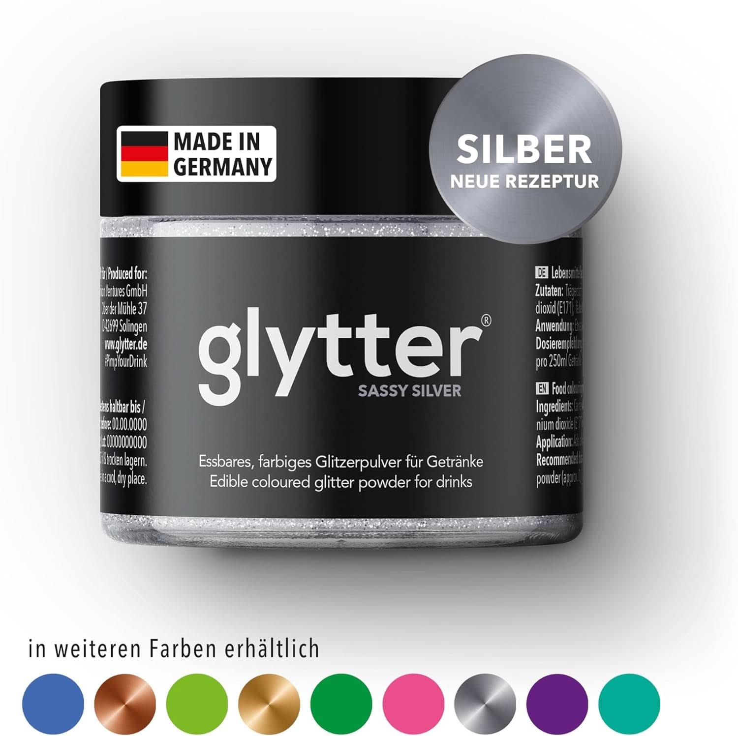 Glitter Polvere Glitter Per Bevande (Argento) - Glitter commestibili per bevande, 10 grammi Glitter Naty Shop