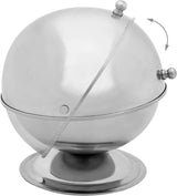 Relaxdays SWEETY Zuccheriera in Acciaio Inox 14 x 13 x 13 cm (A x L x P) Pallina di Zucchero con Coperchio Arrotolabile Scatola per Caramelle Rotonda Argento