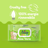 Salviette detergenti per bambini e neonati - con aloe vera e olio di argan - dermatologicamente testate - valore pH fisiologico - formato maxi: confezione da 72 salviette - Nice