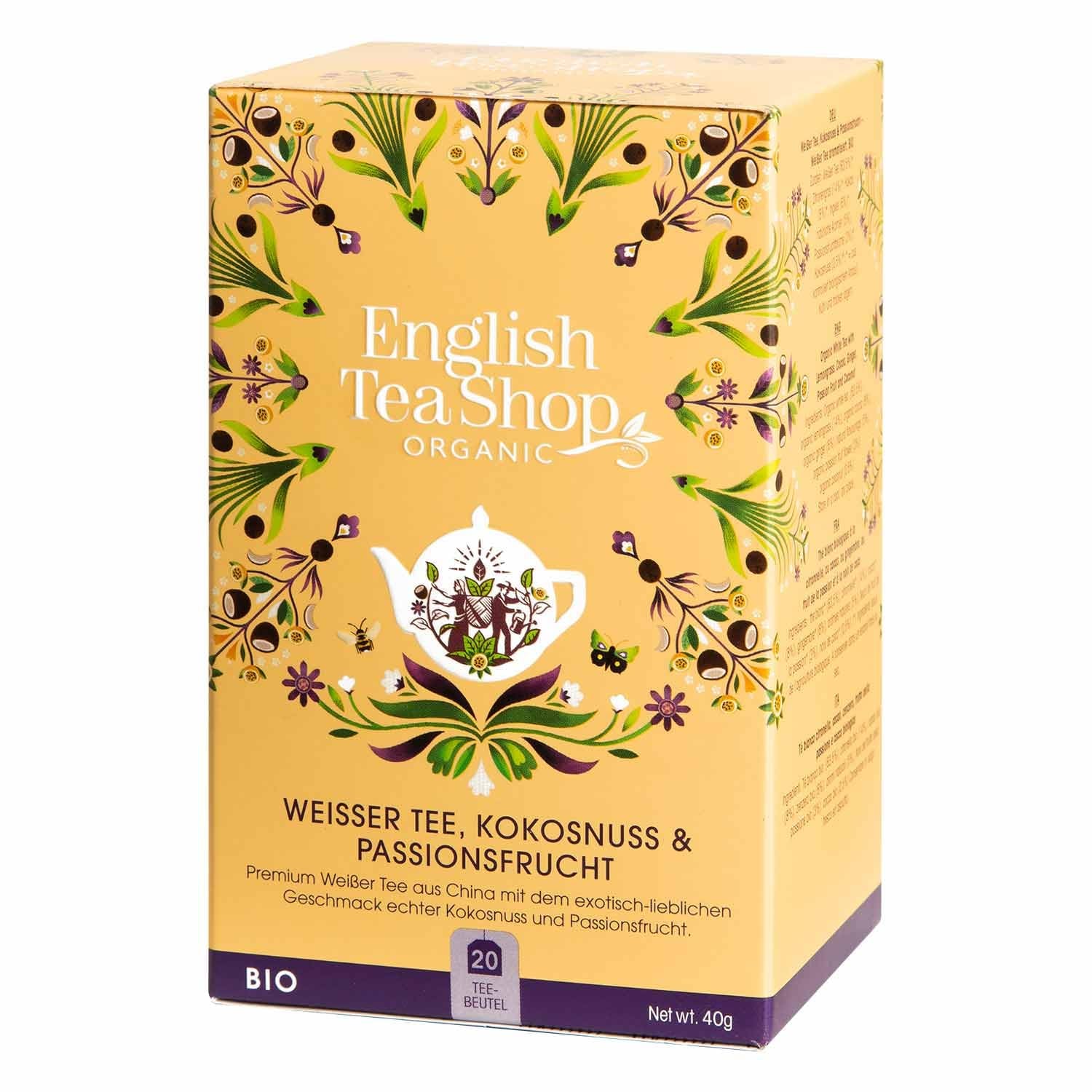 ETS - Tè bianco, cocco e frutto della passione, BIO, 20 bustine di tè