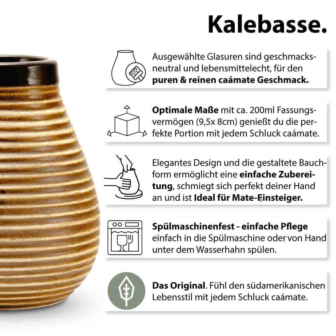 Set da tè Ceramic Mate ● 3 varietà di Mate BIO + tazza Mate + Bombilla + istruzioni per la preparazione (Vintage)
