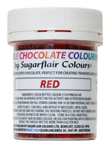 Colorante alimentare Sugarflair Chocolate Colorante alimentare per cioccolato rosso - Burro di cacao biologico colorato, colorante per cioccolato per colorare il cioccolato, praline - 35g