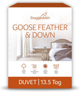 Piumino antiallergico Snuggledown Freshwash, caldo invernale da 13,5 Tog, cotone, bianco, letto singolo Naty Shop Piumini Super King da 13,5 Tog
