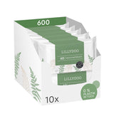 LILLYDOO Salviette umidificate Green, 600 salviette (10 x 60), salviette resistenti allo strappo 100% senza plastica - Senza profumo, delicate e naturali, detergenti delicati per pelli sensibili, dermatologicamente testate