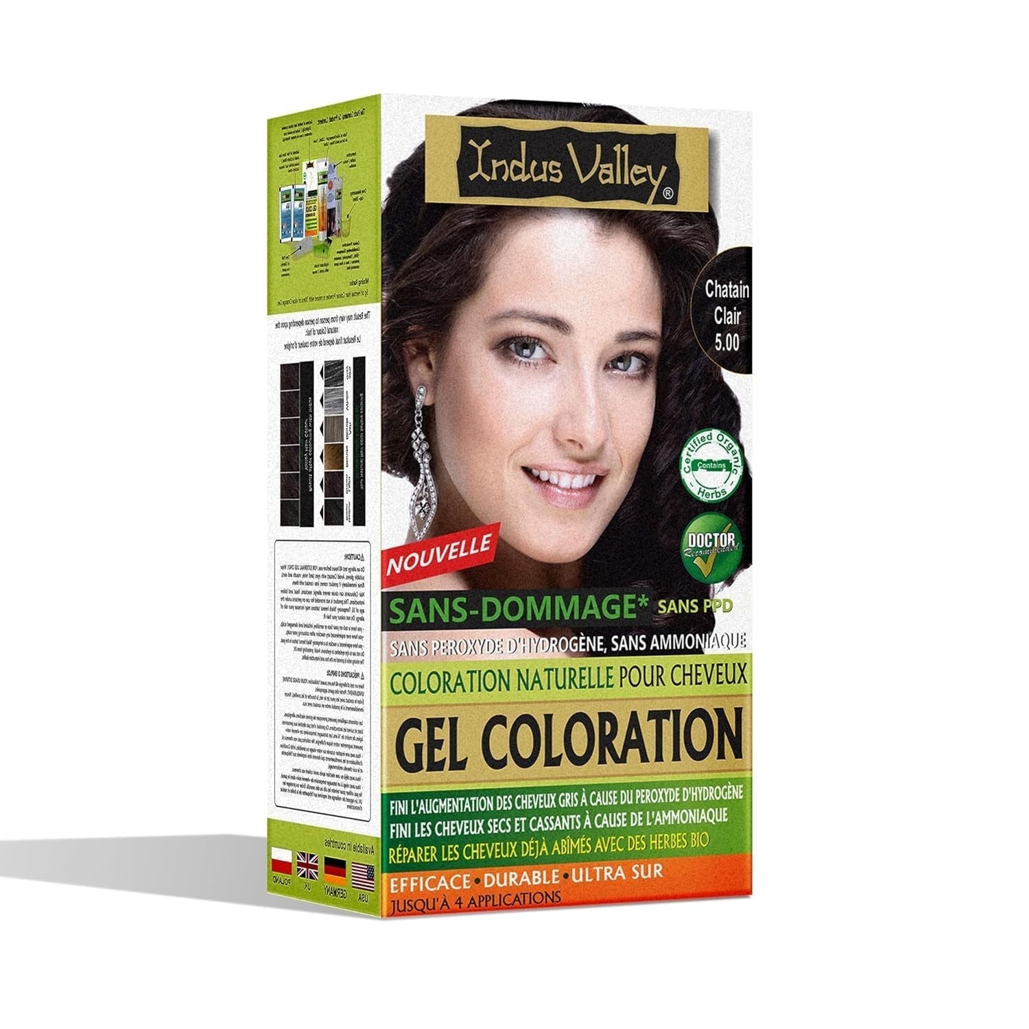 Colorazione per capelli in gel naturale senza danni della Valle dell'Indo | Senza ammoniaca, vegano e cruelty free | Fino al 100% di copertura dei capelli bianchi, risultati duraturi | Castano chiaro 5.0 (20 grammi + 200 ml) Tintura per capelli Naty Shop Castano chiaro