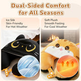 Cuscino da viaggio Mewaii, Cuscino bifacciale per adulti, Cuscino per collo in memory foam per aereo, Cuscino da volo reversibile con cappuccio per gatti, Cinghia regolabile