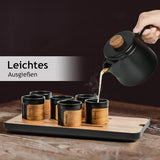 MIAMIO - Set da tè giapponese/cinese 6 x 100 ml / Teiera asiatica da 620 ml con infusore per il tè, set da teiera tradizionale giapponese per amanti del tè/uomini/donne (nero)