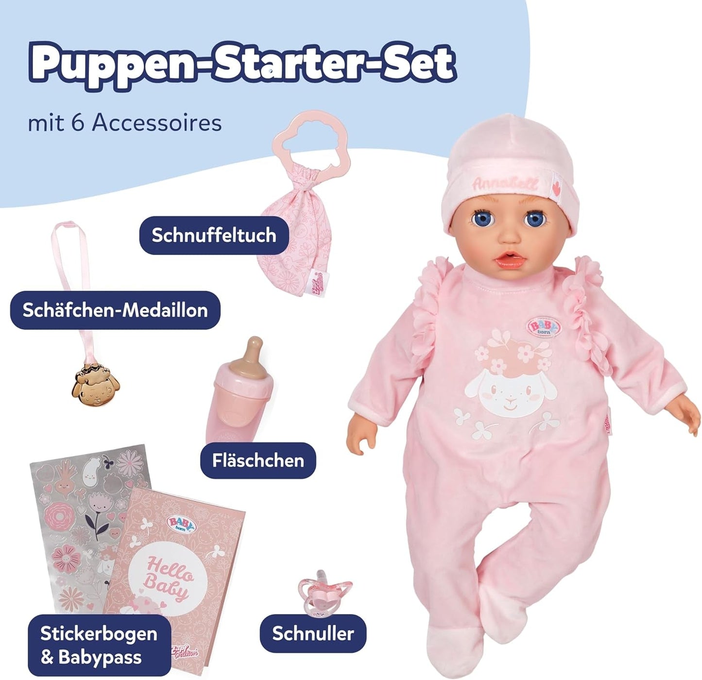 BABY Born Annabell 43 cm - Bambola morbida con 7 funzioni elettroniche e suoni - Adatta a bambini dai 3 anni in su - La bambola include accessori - Richiede batterie