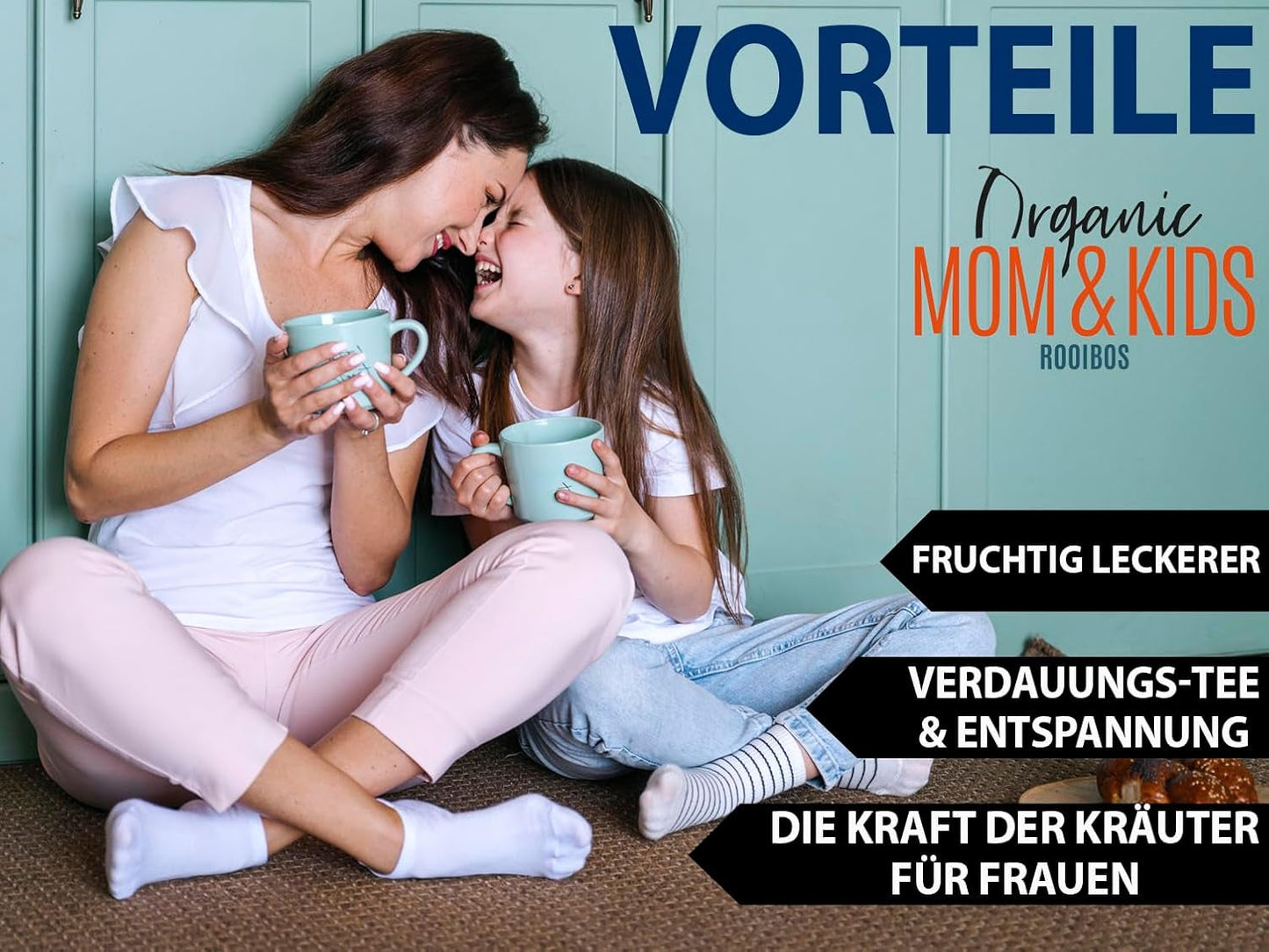VITSTORM® BIO TEE Mom & Kids - Tisane per donne e allattamento - Rooibos, mela, finocchio, melissa, alchemilla, fragola - Tisane rilassanti - Fruttato e delizioso - Senza caffeina - Tisana 100 g