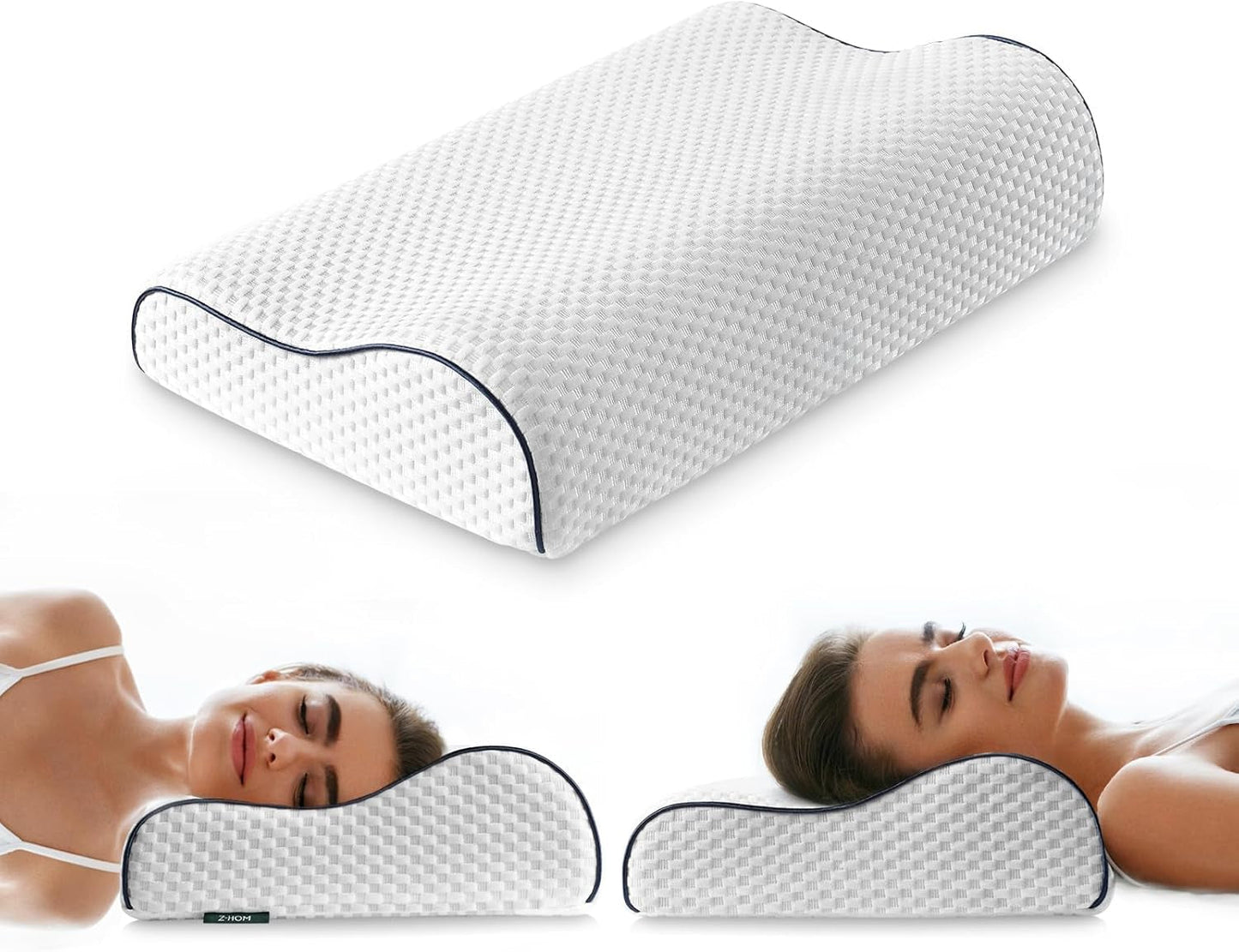 Z-Hom Cuscino Supporto Collo, Cuscino Memory Foam, Cuscino per chi dorme sul fianco, Cuscino ergonomico, Cuscino antirussamento, Cuscino ortopedico per dormire, Fodera sfoderabile (49 X 30 X 7/10 Cm) Naty Shop Cuscini ortopedici cervicali 49 X 30 X 7/10 Cm