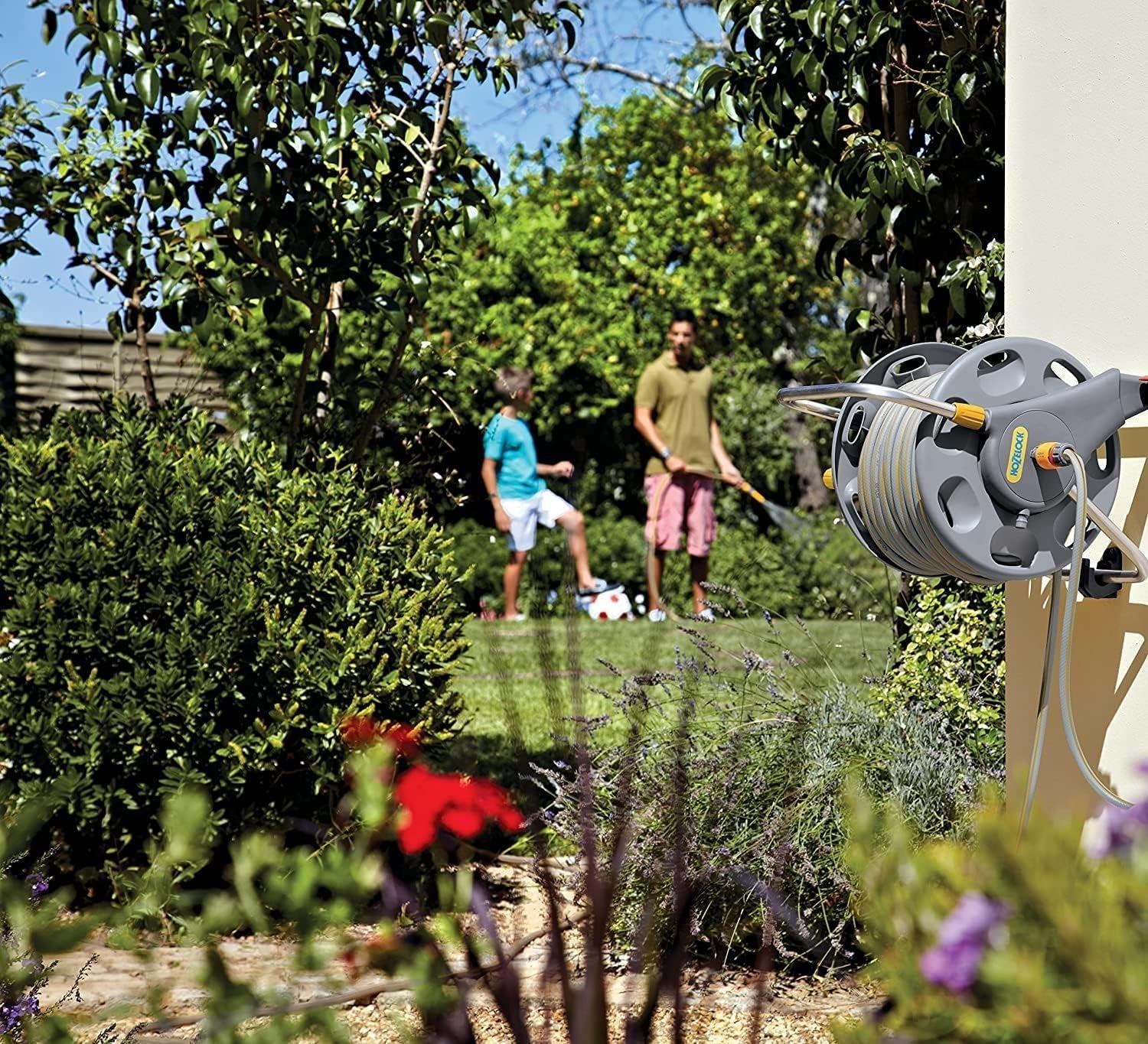 HOZELOCK - Avvolgitubo 2 in 1 (linea di supporto non inclusa) 60 m: indipendente o montato a parete, facile da trasportare ma robusto e durevole. Utilizzo flessibile in giardino [2475R0000]