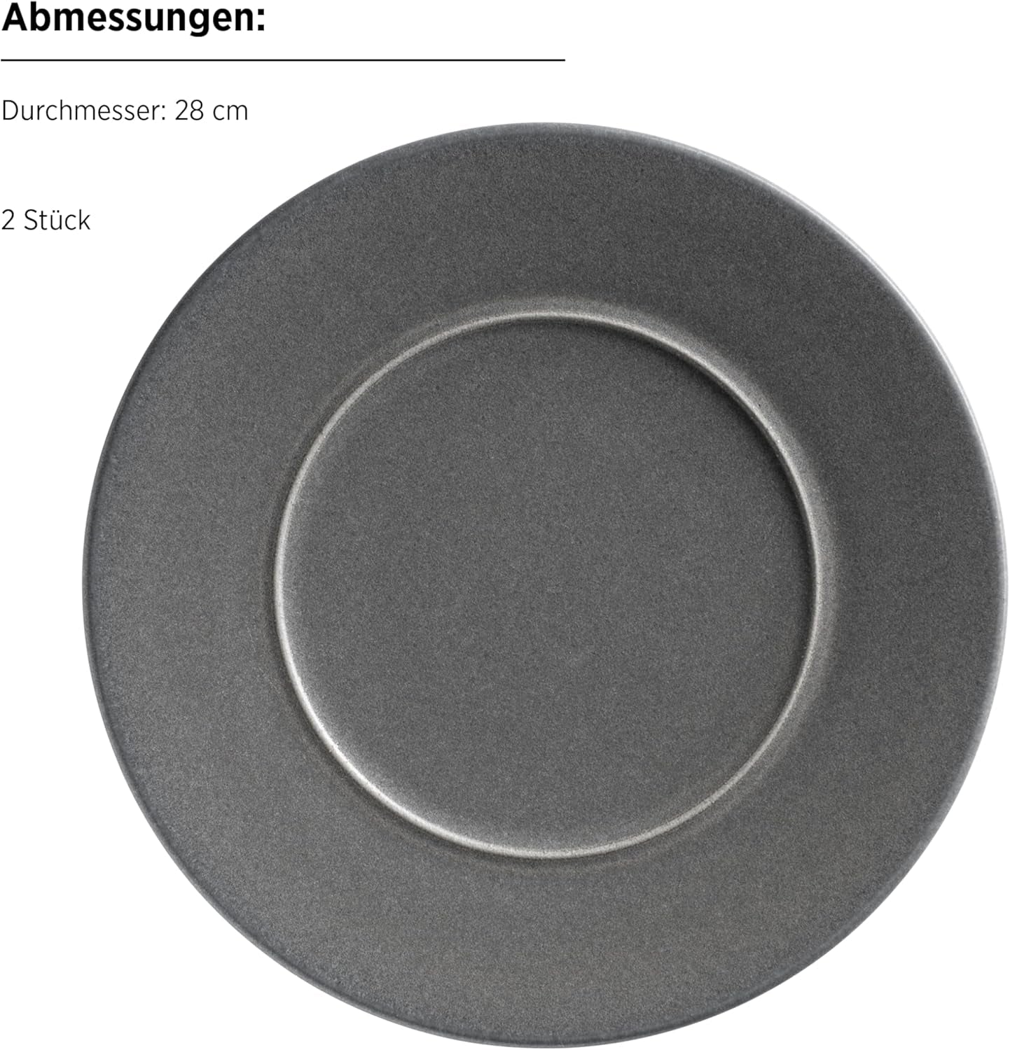 MÄSER Serie Unico, Servizio da tavola per 2, Senza tempo, Elegante, Servizio da tavola in ceramica da 8 pezzi, Gres, Antracite