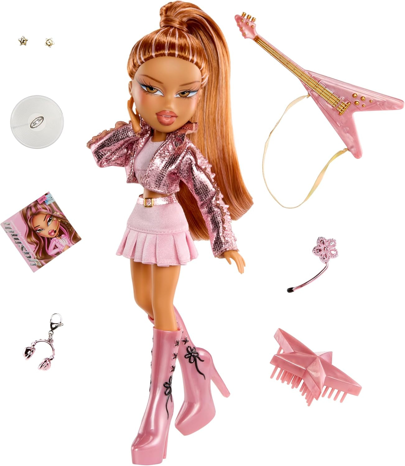BRATZ Pop Starz Yasmin – Bambola alla moda con ciondolo da collezione, vestito e accessori musicali