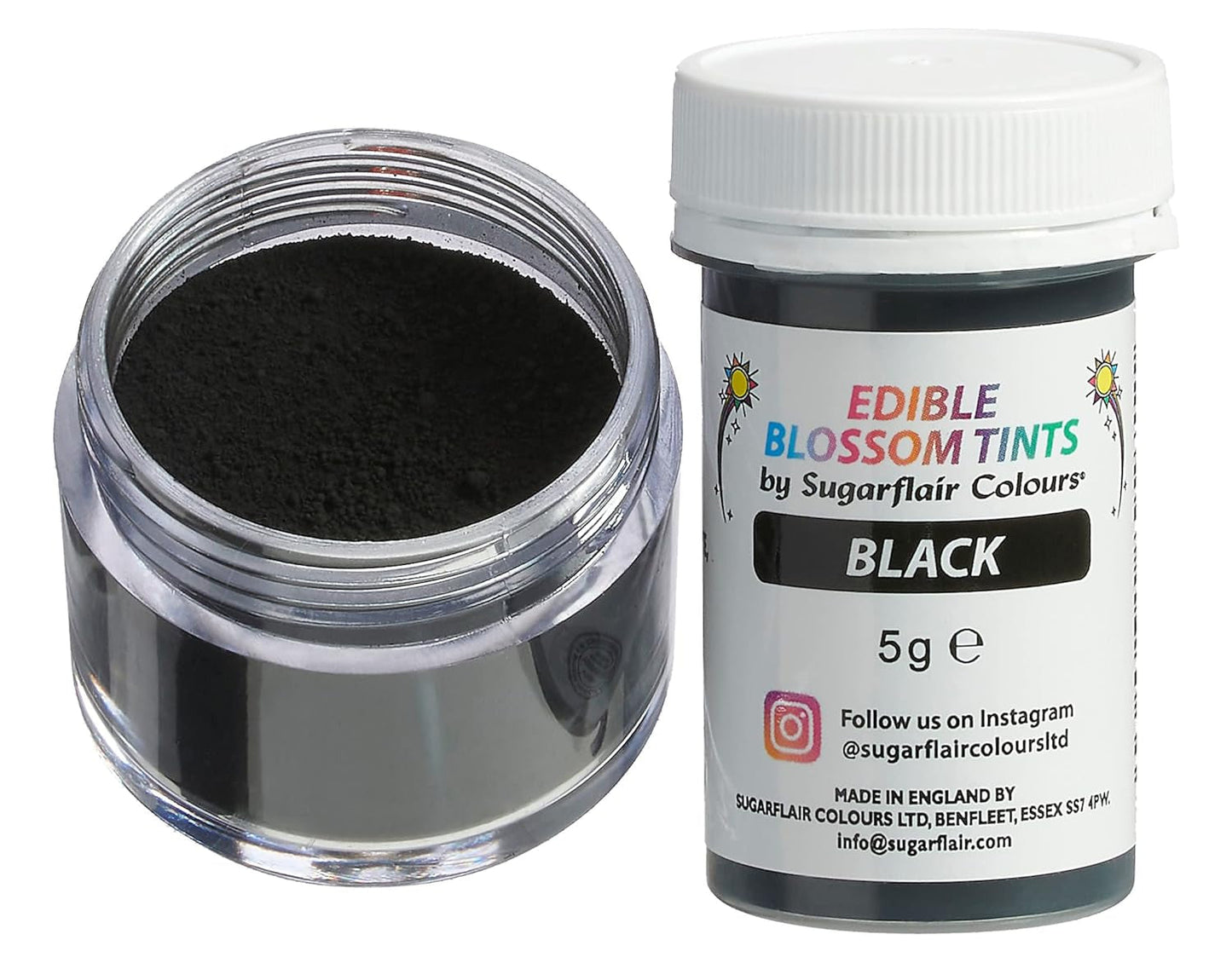 Sugarflair Blossom Tint Dust Polvere colorante alimentare nera - Colorante alimentare in polvere per decorazioni di torte, fondente, glassa, cioccolato, crema al burro, macarons e altro - 5G