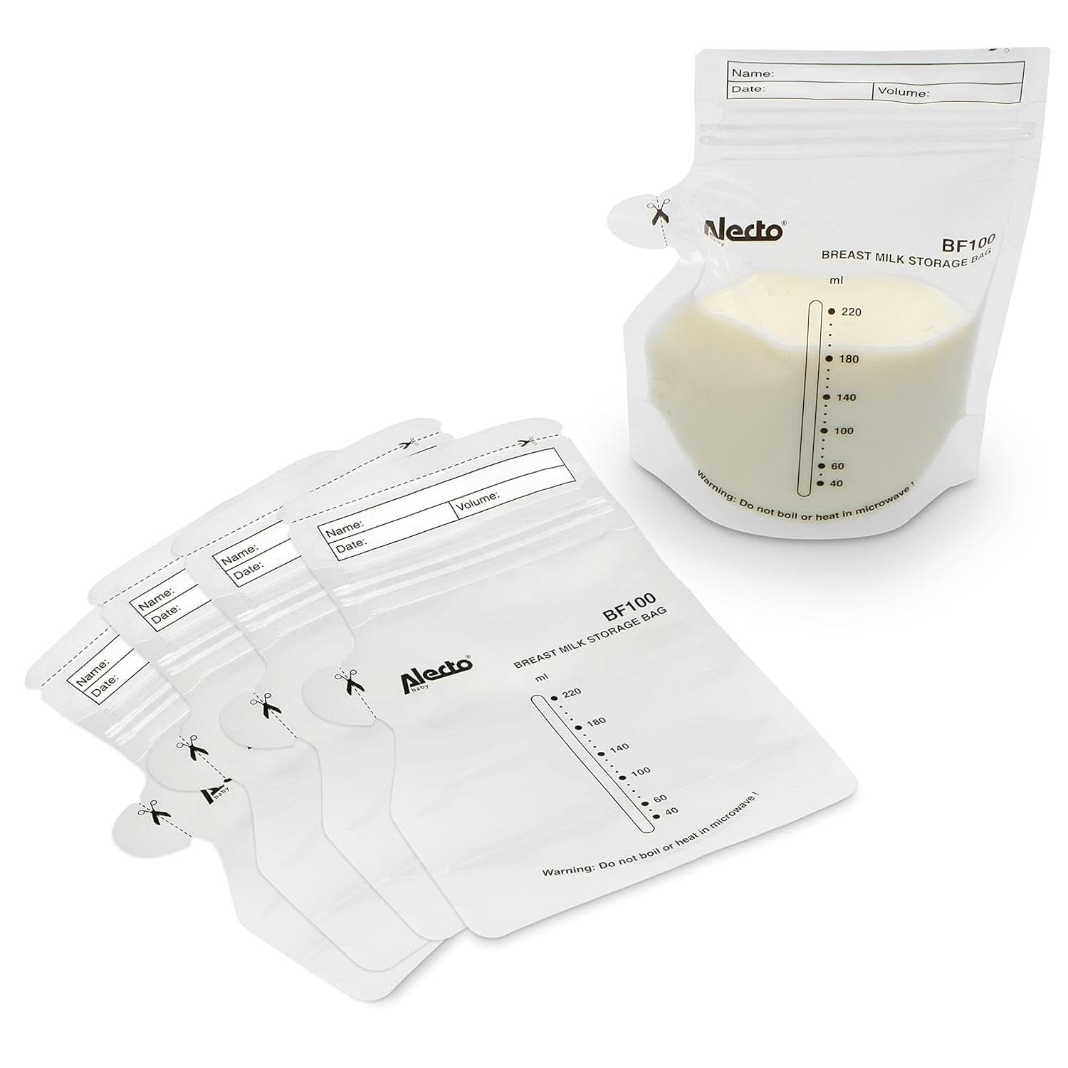 BF100 Borsa conservazione latte materno - Borsa per latte materno - capacità 220 Ml - 100 pezzi - Trasparente Accessori Alimentazione e Allattamento Bebe Naty Shop