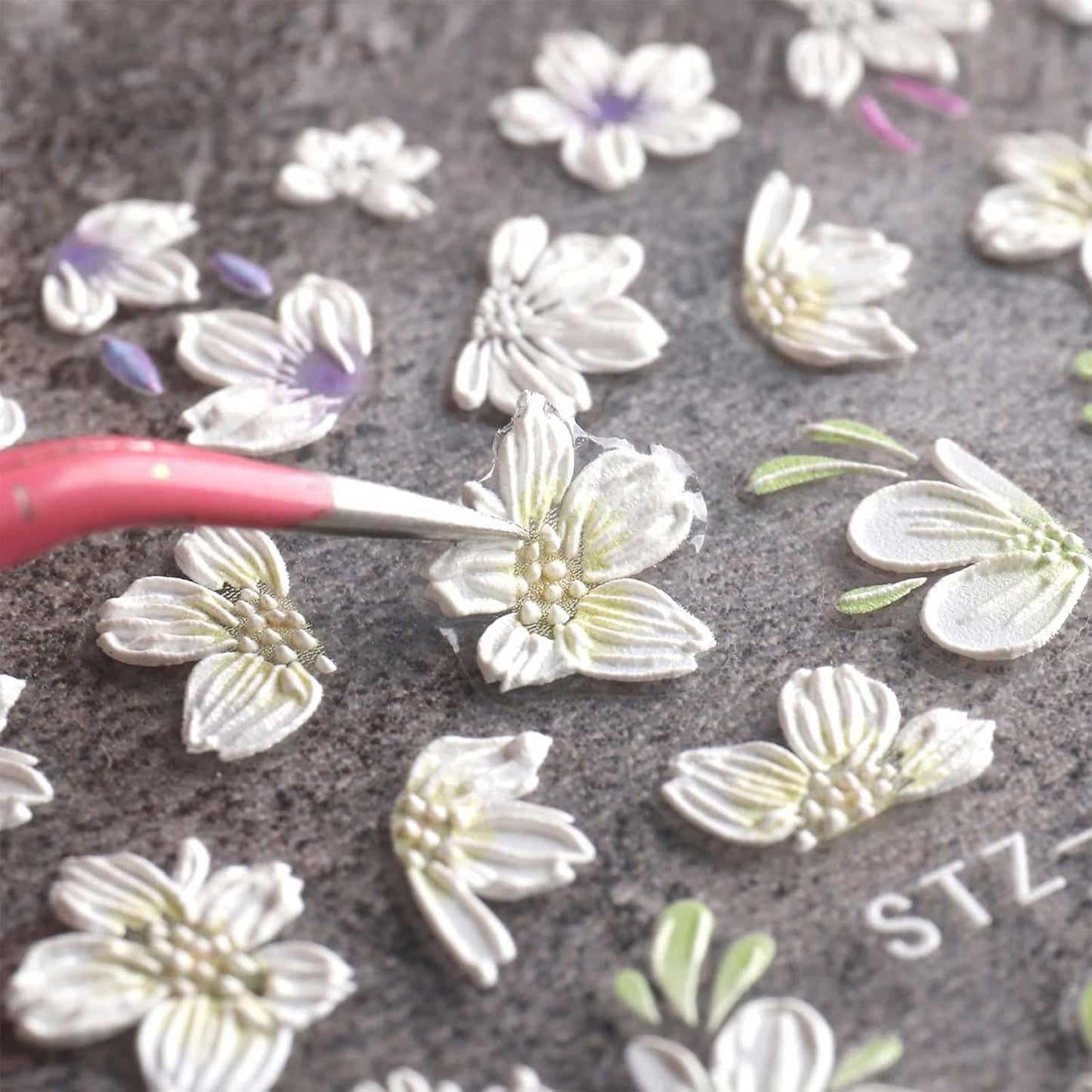 JMEOWIO 3D Nagelsticker Frühling Blume Nail Art Sticker Selbstklebend Nagelaufkleber 5D Stereoscopic Blumen Dekoration Nageldesign Zubehör 4 Blatt