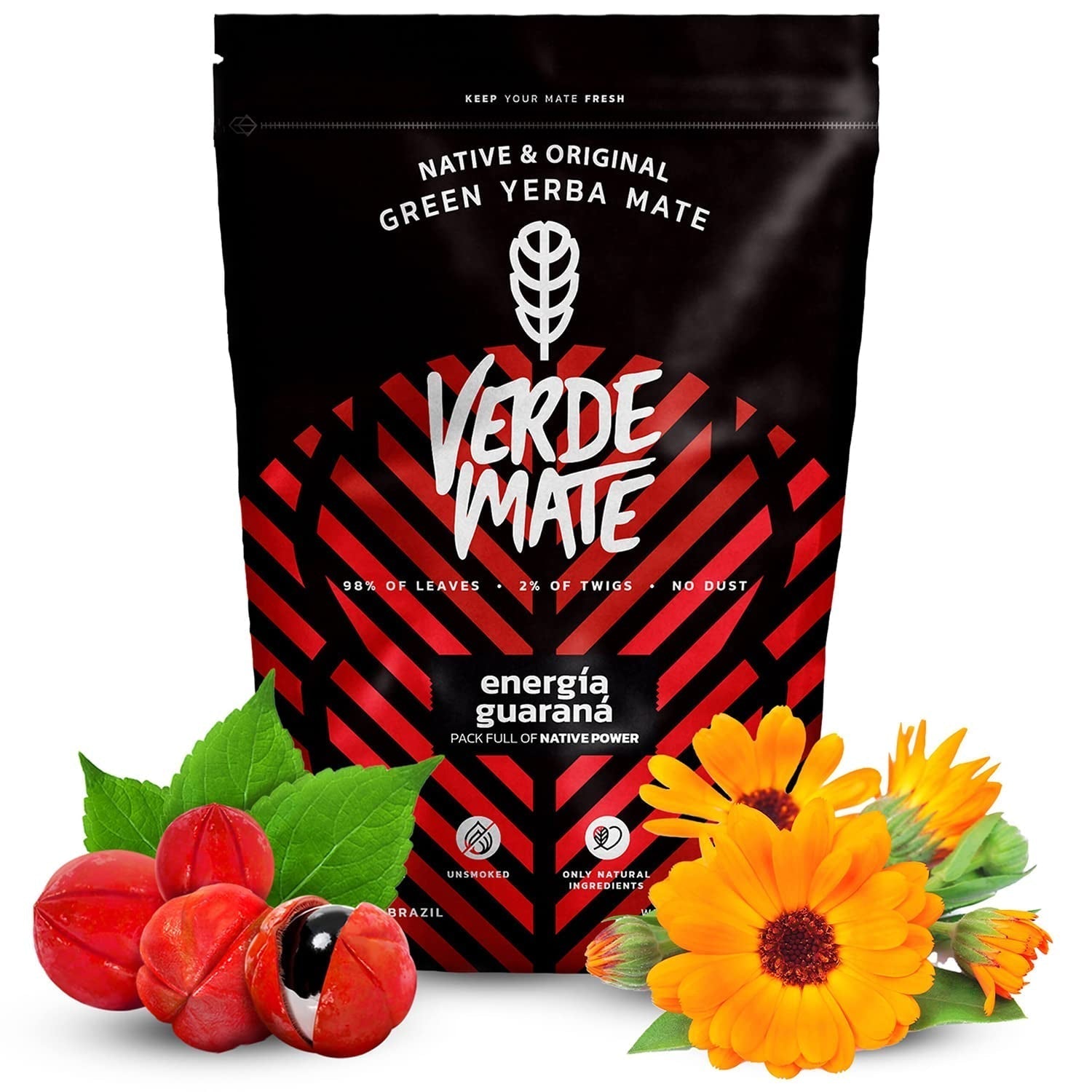 Set da tè Yerba Mate alle erbe | Yerba Mate alle erbe | Green Mate Green Energy Guaranà, Guayusa Jazmin, Salsapariglia | Yerba Mate verde brasiliana | 3X500G