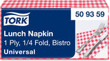 Tork Tovagliolo Lunch Bistrored, 1/4 volte, 1 velo, 33 cm × 33 cm, 8 × 400 tovaglioli, 509359