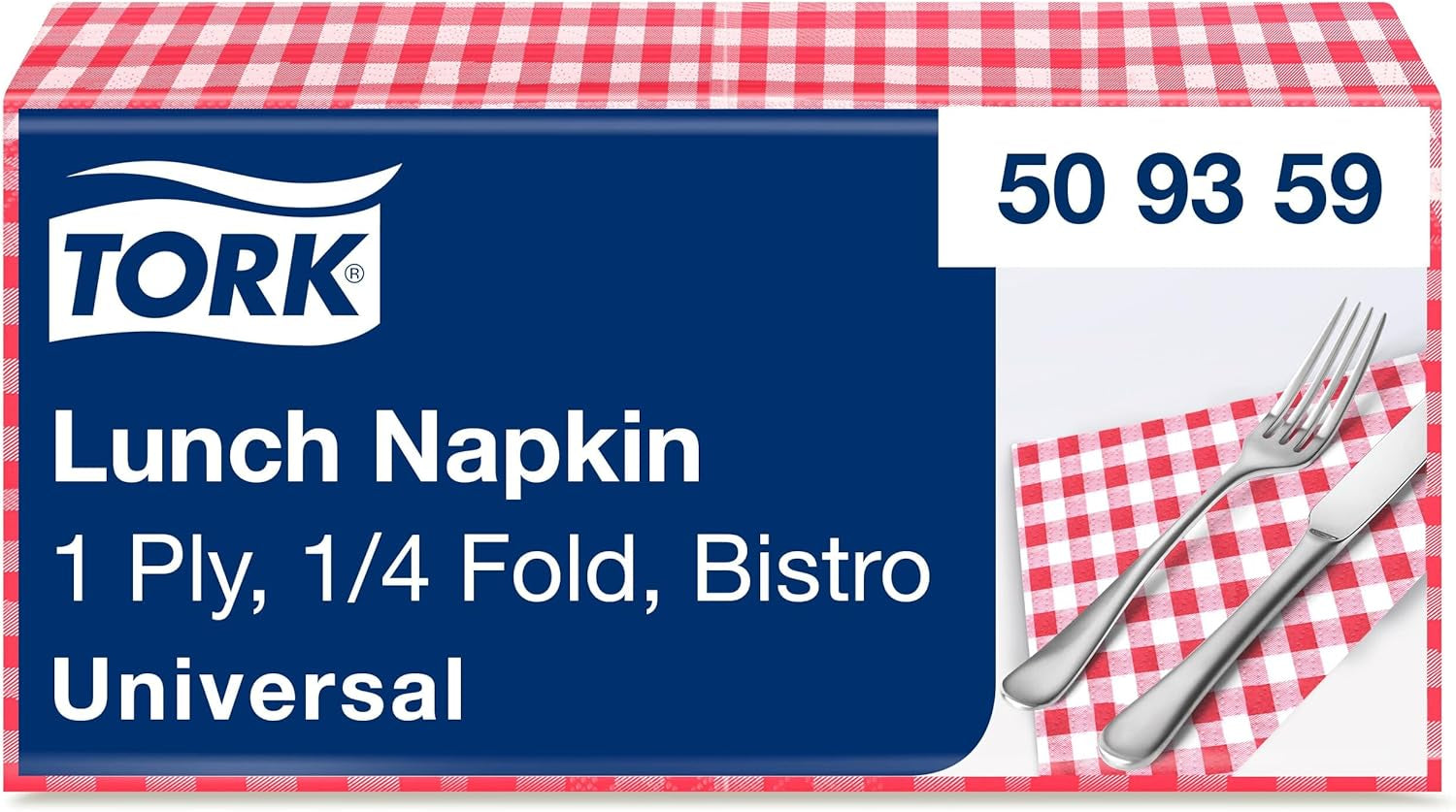 Tork Tovagliolo Lunch Bistrored, 1/4 volte, 1 velo, 33 cm × 33 cm, 8 × 400 tovaglioli, 509359