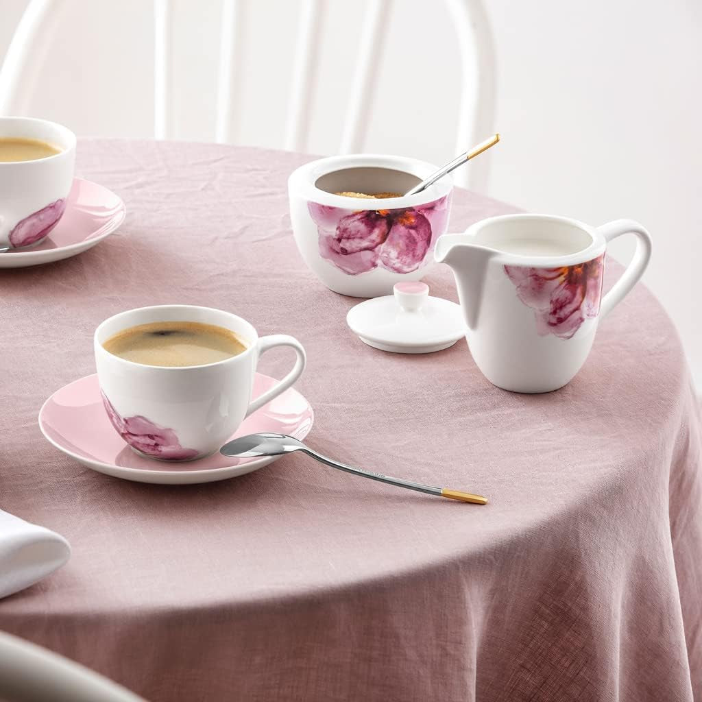 Villeroy & Boch - Rose Garden Tazza da latte, 280 ml, porcellana Premium, bianco/rosa