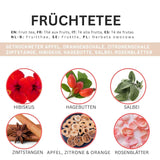 Tè alla frutta – 100 g Miscela di frutta aromatizzata con mela, ibisco e cannella – Busta con chiusura a zip, ca. 25 tazze – Senza additivi, confezionato in Germania