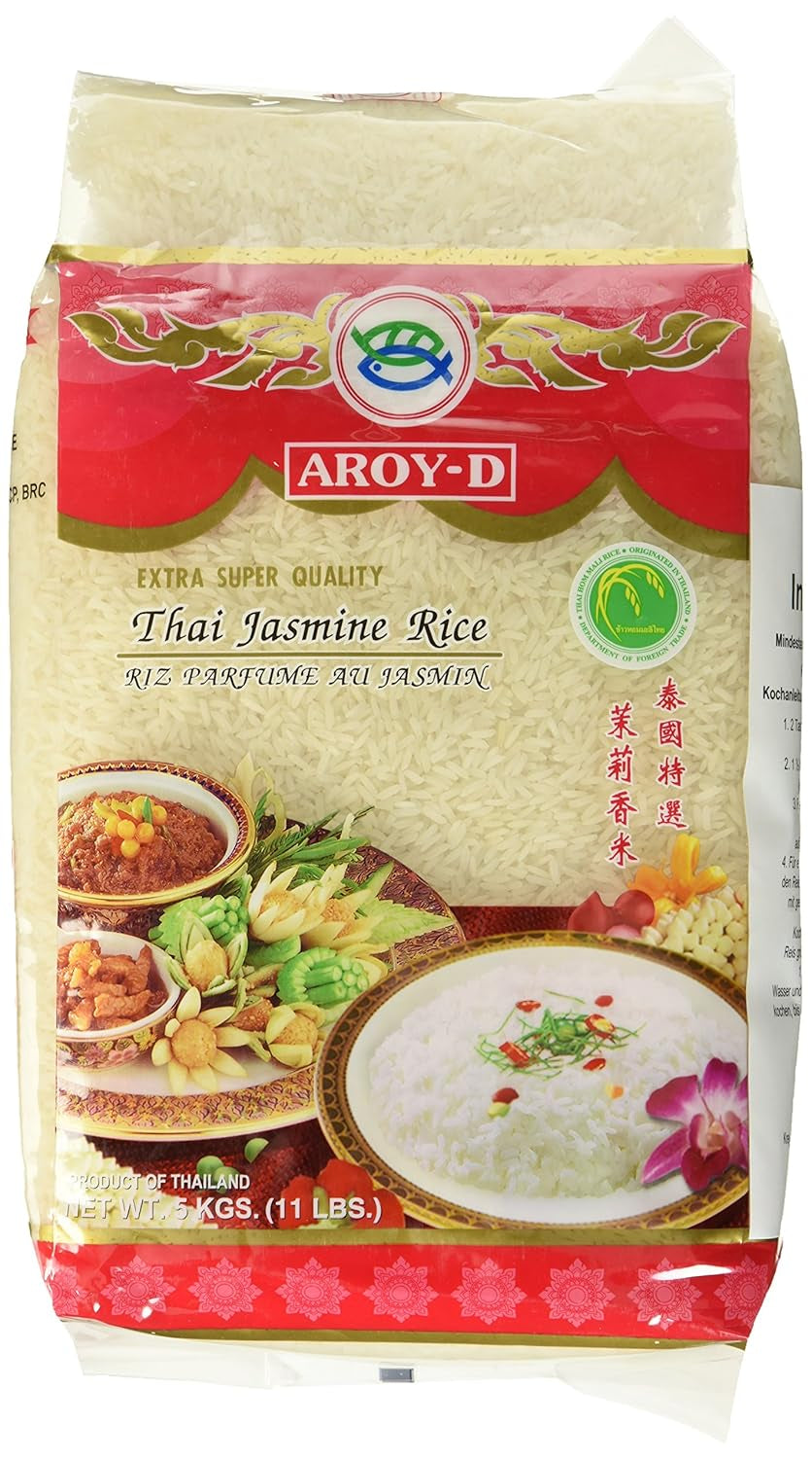 Riso profumato Aroy-D, riso a grani lunghi 100%, 1 confezione (1 x 5 kg)