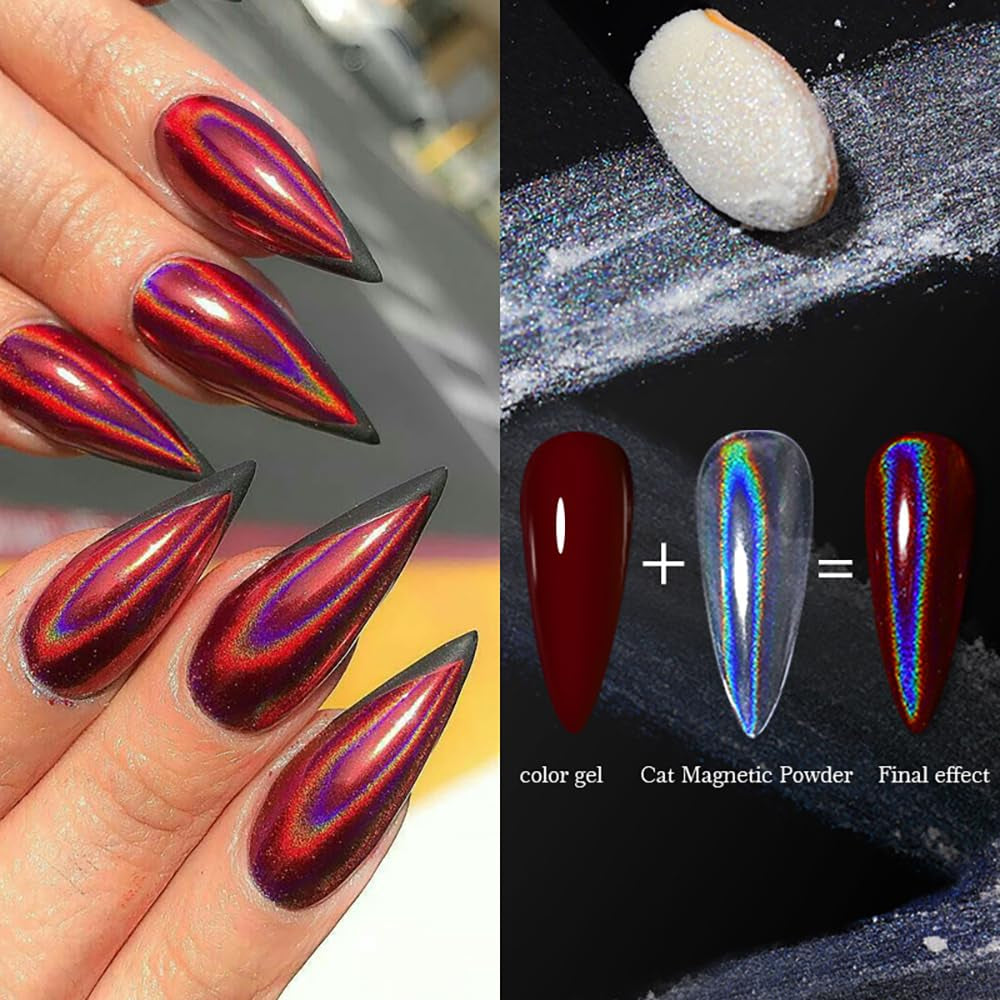 Polvere per unghie cromata Aurora Ice Shimmer Polvere di pigmenti cromati 4 pezzi Polvere cromata Nägel Nail Art Nageldesign